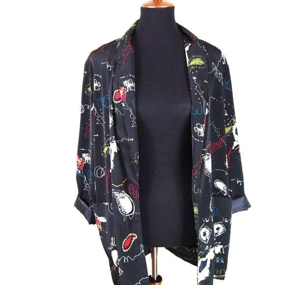 80's Patterned Cocoon Jacket Black - Picture 3 of 5